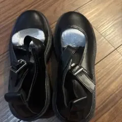 ストラップ付き厚底ローファー ブラック