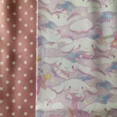 シナモンがいっぱい生地＆ピンクドット2枚セット*シナモンロール縦約50×横約36