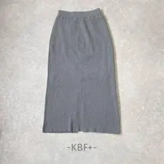KBF+/リブニットタイトスカート/ONE/グレー/ロング/ウエストゴム