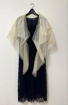 【2点セット‼️】NICOLE 結婚式　ネイビー レースドレス ショール付き