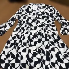 ZARA モノクロ幾何学模様 ワンピース M