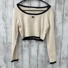 【 Chico 】バイカラー クロップド ショート丈 ニット ベージュ