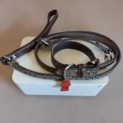 COACH シグネチャー ブラウン赤いチャーム付首輪&シグネチャーブラウンリードのサムネイル
