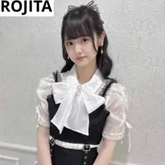 ROJITA 大きなリボンとハートボタンが特徴的な黒のブラウス - メルカリ