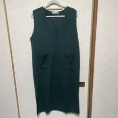 ikka ノースリーブカットソーワンピース グリーン　M