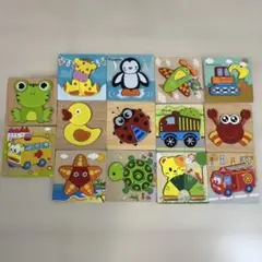 木製パズル 14ピース 動物・乗り物
