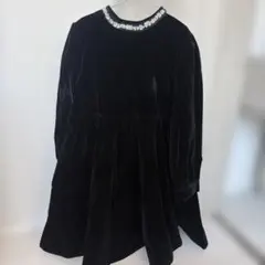 ベロアワンピース バックリボン