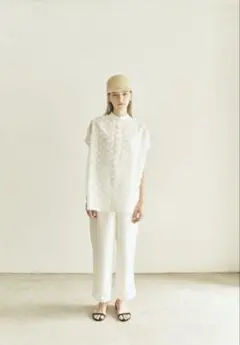 HIAND Fluffy dot Shirt 白フラッフィードットシャツ・パンツ