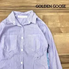 GOLDEN GOOSE ゴールデングース　シャツ　XS パープル　ストライプのサムネイル