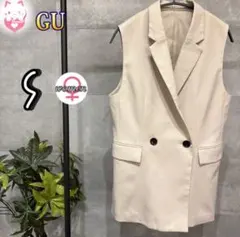 GU テーラードダブルベスト S ベージュ　カジュアル　無地　ロング　レディース