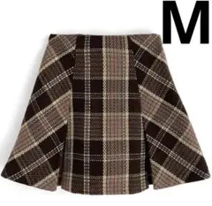 GRL 新品 インパン裏地付きチェック柄プリーツスカート tu963 ブラウン