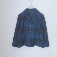 テーラードジャケット　総柄　羽織　昭和レトロ　ヴィンテージ　肩パッド　ボタン