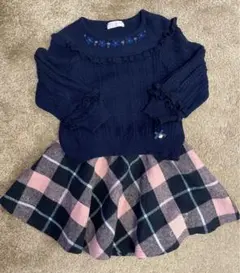 mezzo piano メゾピアノ 120cm ネイビー　ニット&スカート