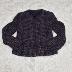 ANAYI アナイ ミックスツイード ノーカラージャケット ラメ Mサイズ
