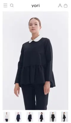 jamy♡ ヨリ ラウンドカラードレスブラウス ペプラム フリル 黒 36 jamy♡様専用 ヨリ ラウンドカラードレスブラウス ペプラム フリル 黒