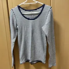 ストライプ 長袖Tシャツ 白とネイビーのサムネイル