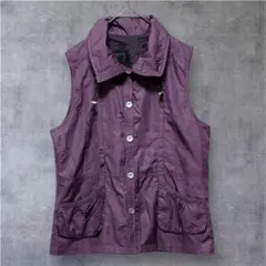 mause ベスト ジレ 【M】ナイロン パープル 軽量 重ね着 防風