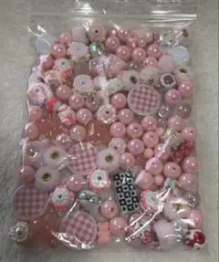 クリアビーズ 手書きビーズ ピンク系ビーズ セット