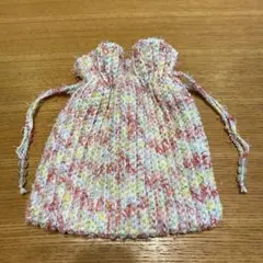 編み物　巾着　ポーチ　ハンドメイド