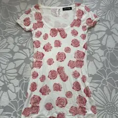 CECIL McBEE ローズ柄 半袖ニット