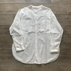 中川政七商店 リネンシルク 切替バンドカラーシャツ キナリ 麻 絹 F 