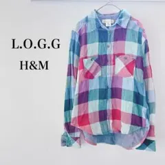 エイチアンドエム 長袖チェックシャツ カラフル 春カラー 綿100% 総柄