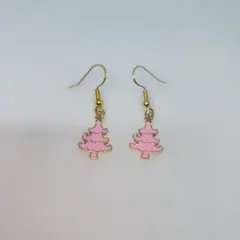 ピンククリスマスツリー型ピアス