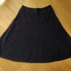 ローラアシュレイ　膝下丈フレアスカート 黒　13号
