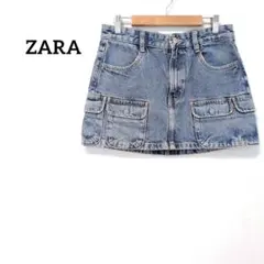【ZARA／ザラ】S　デニムスカート　ミニスカート　ポケットデザインのサムネイル