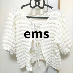 SALE♡ems エムズ ポップコーン 半袖 カーディガン アイボリーSのサムネイル