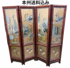 ウンフィア様取置 天然木素材 鳳凰の図 天然石 で描かれた絵図 三枚 3
