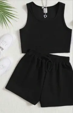 GWSALE⭐️SHEIN ブラック タンクトップとショートパンツ 10Y