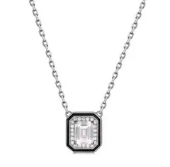 エメラルドカット　リズレブラックラインネックレス