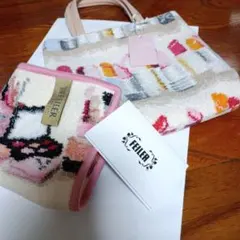 ❤FEILERバックラブラリー❤ ピンク地★ハンカチ美品❤タグ付き新品❤