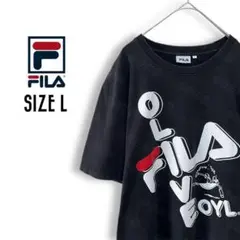 フィラ Tシャツ L 古着 ブラック オリーブコラボ ワンポイントロゴb32のサムネイル