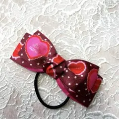 ハート模様リボンヘアゴム