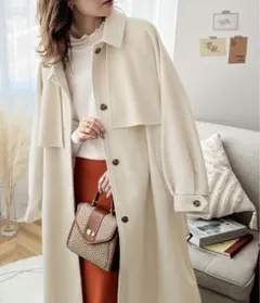 2wayスタンドカラーボリュームスリーブニットモッサトレンチコート