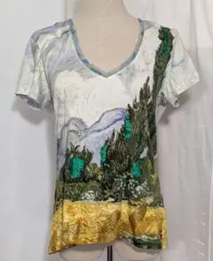 希少！Desigual デシグアル×ゴッホ「糸杉のある麦畑」Tシャツ Lサイズのサムネイル