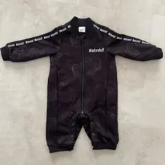 【まとめ買い対応】Bakeland クラウン柄ロンパース ブラック　70cm