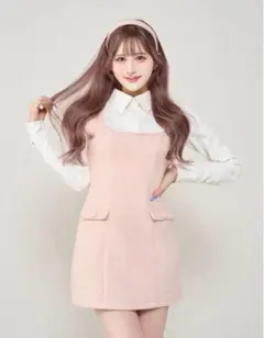 darich シャツドッキングツイードミニワンピース FL ピンク