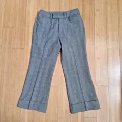 裾折り返し グレンチェック クロップド丈パンツ (サイズS) 美品