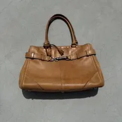 OLD COACH Leather Shoulder Bag Camel