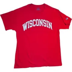 チャンピオン アメカジ WISCONSIN カレッジTシャツ 赤 Lサイズ