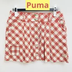 【美品】Puma プーマゴルフ 赤タータンチェックプリーツスカート インナー付