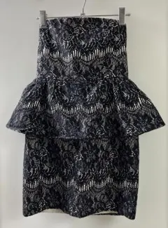 ❤️ブラック×ベージュ　 レース ペプラム タイトスカート Fサイズ