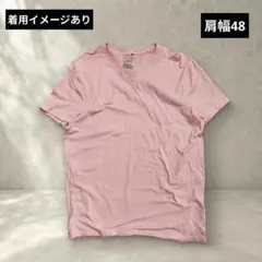 APT.9 VネックTシャツ M ピンク コットン ストレッチ 半袖