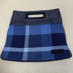 ブラックレーベル　デニム生地のチェッククラッチバッグ
