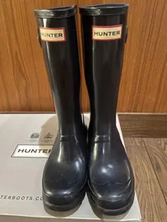 HUNTER レインブーツ ブラック ロングブーツ UK5 24cm - メルカリ