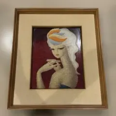 ビーズアート 東郷青児 現状品 額装 絵画 女性画 美人画 昭和レトロ ビーズアート 東郷青児 現状品 額装 絵画 女性画 美人画 昭和レトロ
