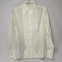 ICB ピンタック オフホワイト プリーツ付き 長袖シャツ 40